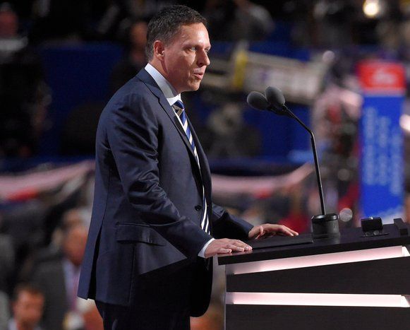  Peter Thiel speaks on the fourth day of the 2016 RNC. (Photo by Voice of America)